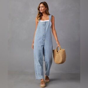 Rochette Ruffle Strap Denim Overalls